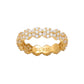Suzy Levian Golden Sterling Silver Cubic Zirconia Floral Eternity Band