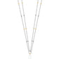 Suzy Levian Sterling Silver White Sapphire and Pearl By-the-Yard 46" Station Necklace