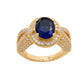 Suzy Levian Yellow Sterling Silver Oval-Cut Blue and White Cubic Zirconia Pave Ring