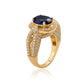 Suzy Levian Yellow Sterling Silver Oval-Cut Blue and White Cubic Zirconia Pave Ring