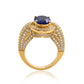 Suzy Levian Yellow Sterling Silver Oval-Cut Blue and White Cubic Zirconia Pave Ring