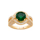 Suzy Levian Yellow Sterling Silver Round Green Cubic Zirconia Halo Pave Ring