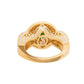 Suzy Levian Yellow Sterling Silver Round Green Cubic Zirconia Halo Pave Ring