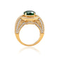 Suzy Levian Yellow Sterling Silver Round Green Cubic Zirconia Halo Pave Ring
