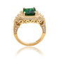 Suzy Levian Yellow Sterling Silver Emerald-Cut Green and White Cubic Zirconia Pave Ring