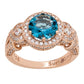 Suzy Levian  Rose Sterling Silver Light Blue Round Cubic Zirconia Pave Engagement Ring