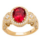 Suzy Levian Yellow Sterling Silver Large Oval-Cut Red White Cubic Zirconia Pave Ring