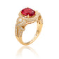 Suzy Levian Yellow Sterling Silver Large Oval-Cut Red White Cubic Zirconia Pave Ring