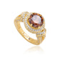 Suzy Levian Yellow Sterling Silver Round-Cut Brown White Cubic Zirconia Pave Ring