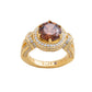 Suzy Levian Yellow Sterling Silver Round-Cut Brown White Cubic Zirconia Pave Ring