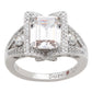 Suzy Levian Sterling Silver White Emerald Cut Cubic Zirconia Pave Engagement Ring