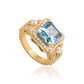 Suzy Levian Yellow Sterling Silver Aqua Assher Cubic Zirconia Pave Halo Engagement Ring