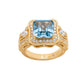 Suzy Levian Yellow Sterling Silver Aqua Assher Cubic Zirconia Pave Halo Engagement Ring