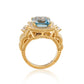 Suzy Levian Yellow Sterling Silver Aqua Assher Cubic Zirconia Pave Halo Engagement Ring