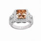 Suzy Levian Sterling Silver Brown Assher Cubic Zirconia Pave Halo Engagement Ring