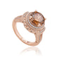 Suzy Levian Rose Sterling Silver Brown Round Cubic Zirconia Pave Engagement Ring
