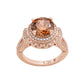 Suzy Levian Rose Sterling Silver Brown Round Cubic Zirconia Pave Engagement Ring
