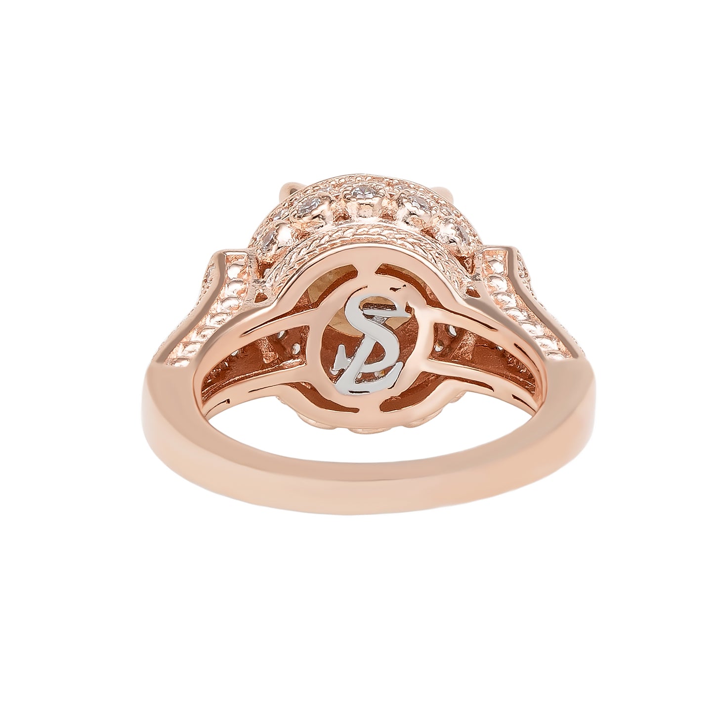 Suzy Levian Rose Sterling Silver Brown Round Cubic Zirconia Pave Engagement Ring