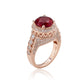 Suzy Levian Rose Sterling Silver Red Round Cubic Zirconia Pave Engagement Ring