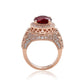 Suzy Levian Rose Sterling Silver Red Round Cubic Zirconia Pave Engagement Ring
