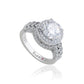 Suzy Levian Sterling Silver White Round Cubic Zirconia Pave Engagement Ring