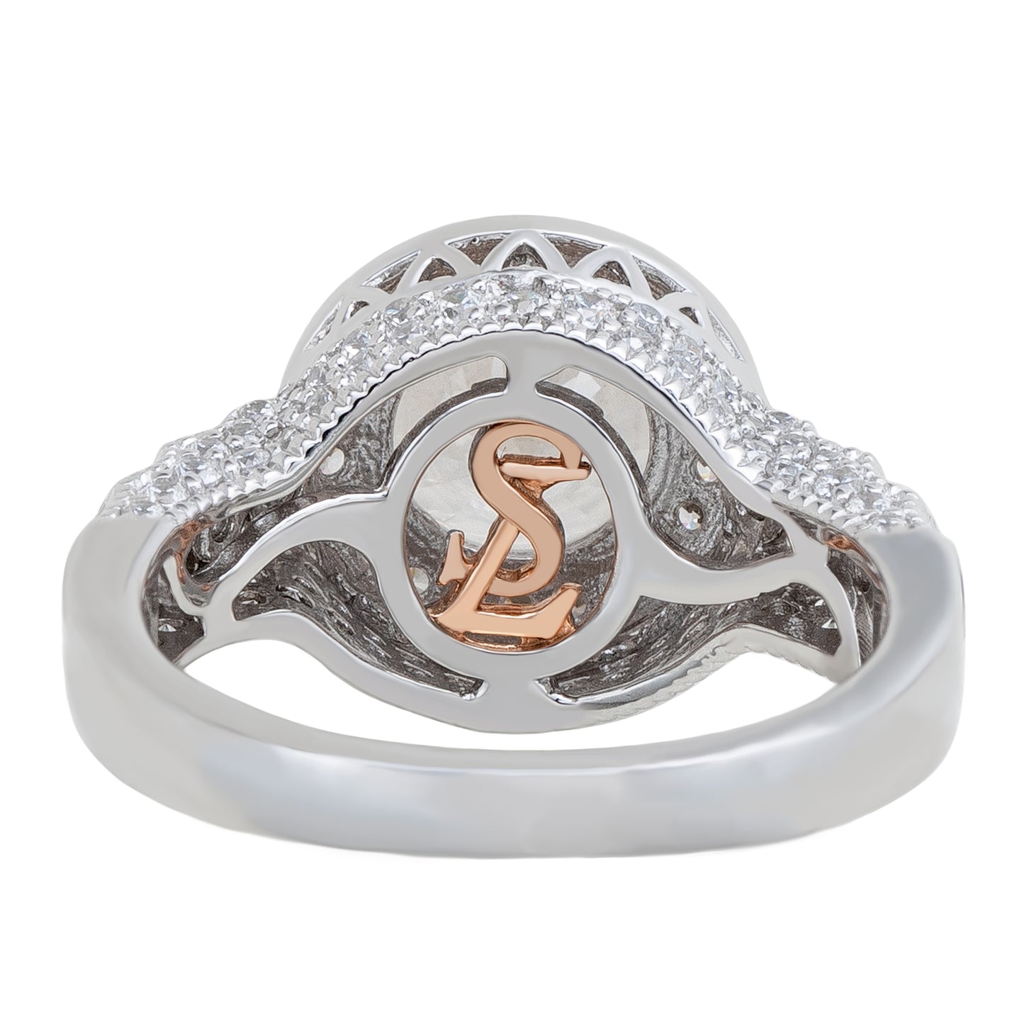 Suzy Levian Sterling Silver White Round Cubic Zirconia Pave Engagement Ring