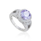 Suzy Levian Sterling Silver Purple Round Cut Cubic Zirconia Engagement Ring