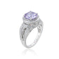 Suzy Levian Sterling Silver Purple Round Cut Cubic Zirconia Engagement Ring