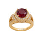 Suzy Levian Yellow Sterling Silver Large Round-Cut Red White Cubic Zirconia Pave Ring