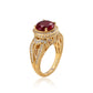 Suzy Levian Yellow Sterling Silver Large Round-Cut Red White Cubic Zirconia Pave Ring