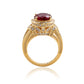 Suzy Levian Yellow Sterling Silver Large Round-Cut Red White Cubic Zirconia Pave Ring