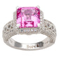 Suzy Levian Sterling Silver Emerald-Cut Pink Sapphire & Diamond Accent Ring