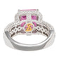Suzy Levian Sterling Silver Emerald-Cut Pink Sapphire & Diamond Accent Ring
