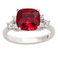 Suzy Levian Sterling Silver Red Cubic Zirconia Engagement Ring