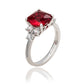 Suzy Levian Sterling Silver Red Cubic Zirconia Engagement Ring