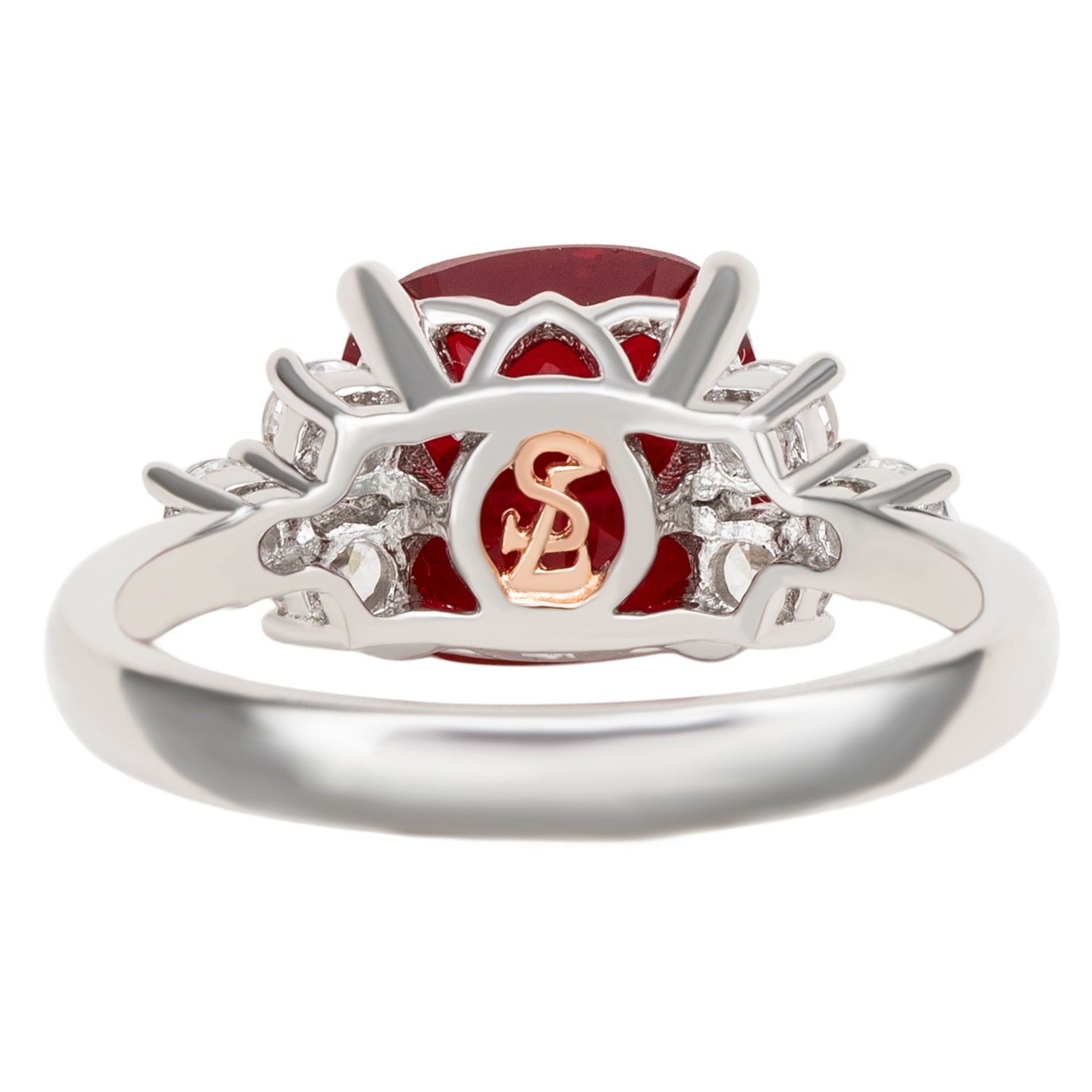 Suzy Levian Sterling Silver Red Cubic Zirconia Engagement