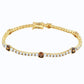 Suzy Levian Yellow Sterling Silver Brown and White Cubic Zirconia Tennis Bracelet