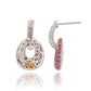 Suzy Levian Sterling Silver Pink & White Sapphire and Diamond Accent Double Oval Dangle Earrings