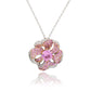 Suzy Levian Sterling Silver Pink Sapphire and Diamond Accent Whimsical Flower Pendant Necklace