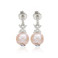 Suzy Levian Sterling Silver Pink Pearl & White Sapphire Floral Earrings