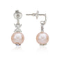 Suzy Levian Sterling Silver Pink Pearl & White Sapphire Floral Earrings