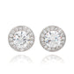 Suzy Levian White Sterling Silver Round Cut White Cubic Zirconia Halo Studs