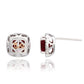 Suzy Levian White Sterling Silver Cushion Cut Red Cubic Zirconia Halo Studs