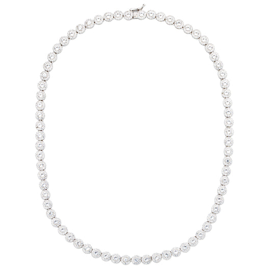 Suzy Levian Sterling Silver White Topaz Tennis Necklace