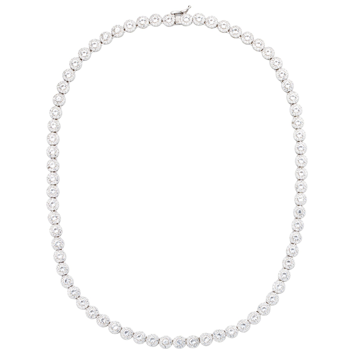 Suzy Levian Sterling Silver White Topaz Tennis Necklace