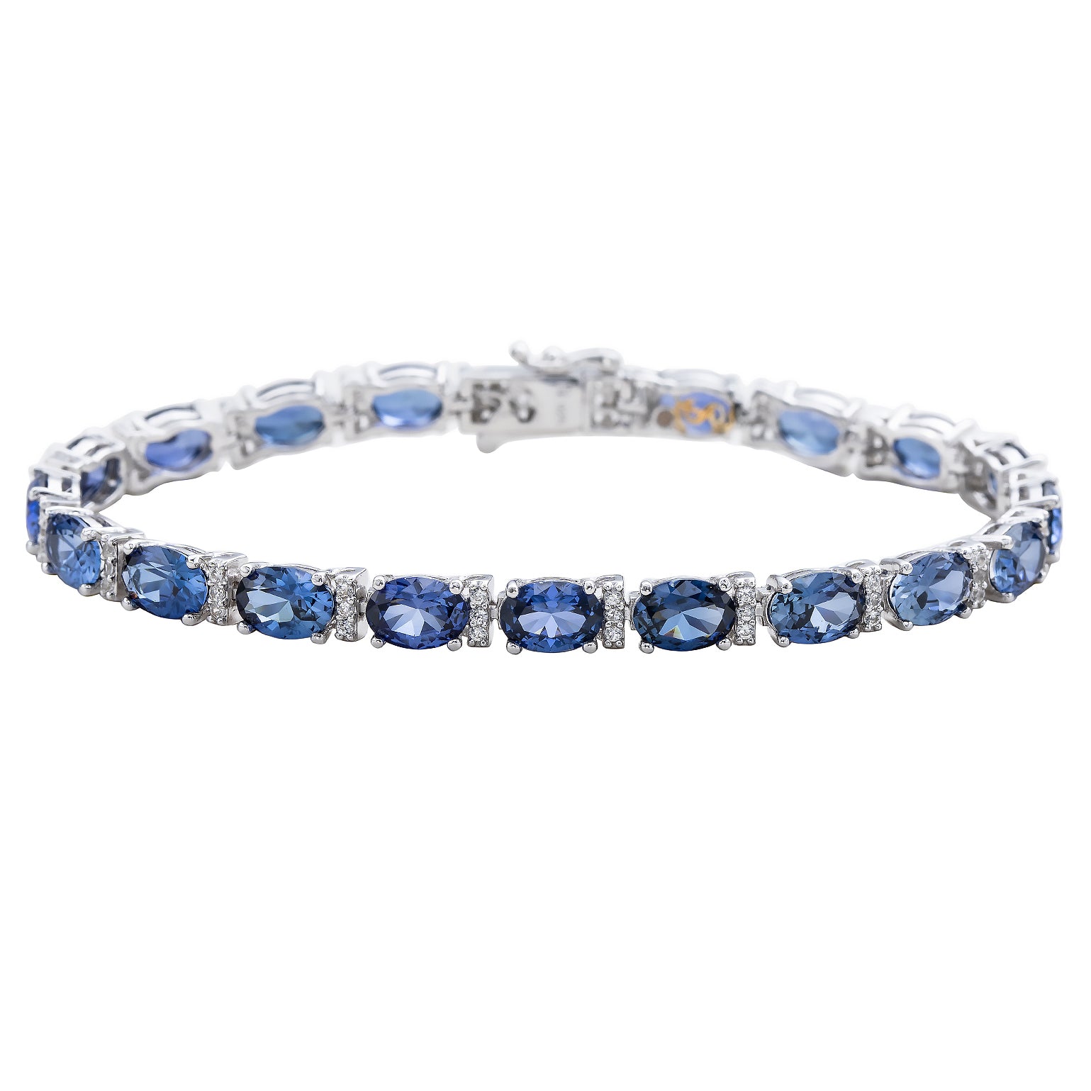 【天孫降臨】ヴィーナス  ブレスレット［Blue-eye］ Suzy Levian Sterling Silver Oval-Cut Blue Sapphire & Diamond