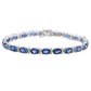 Suzy Levian Sterling Silver Oval-Cut Blue Sapphire & Diamond Accent Tennis Bracelet