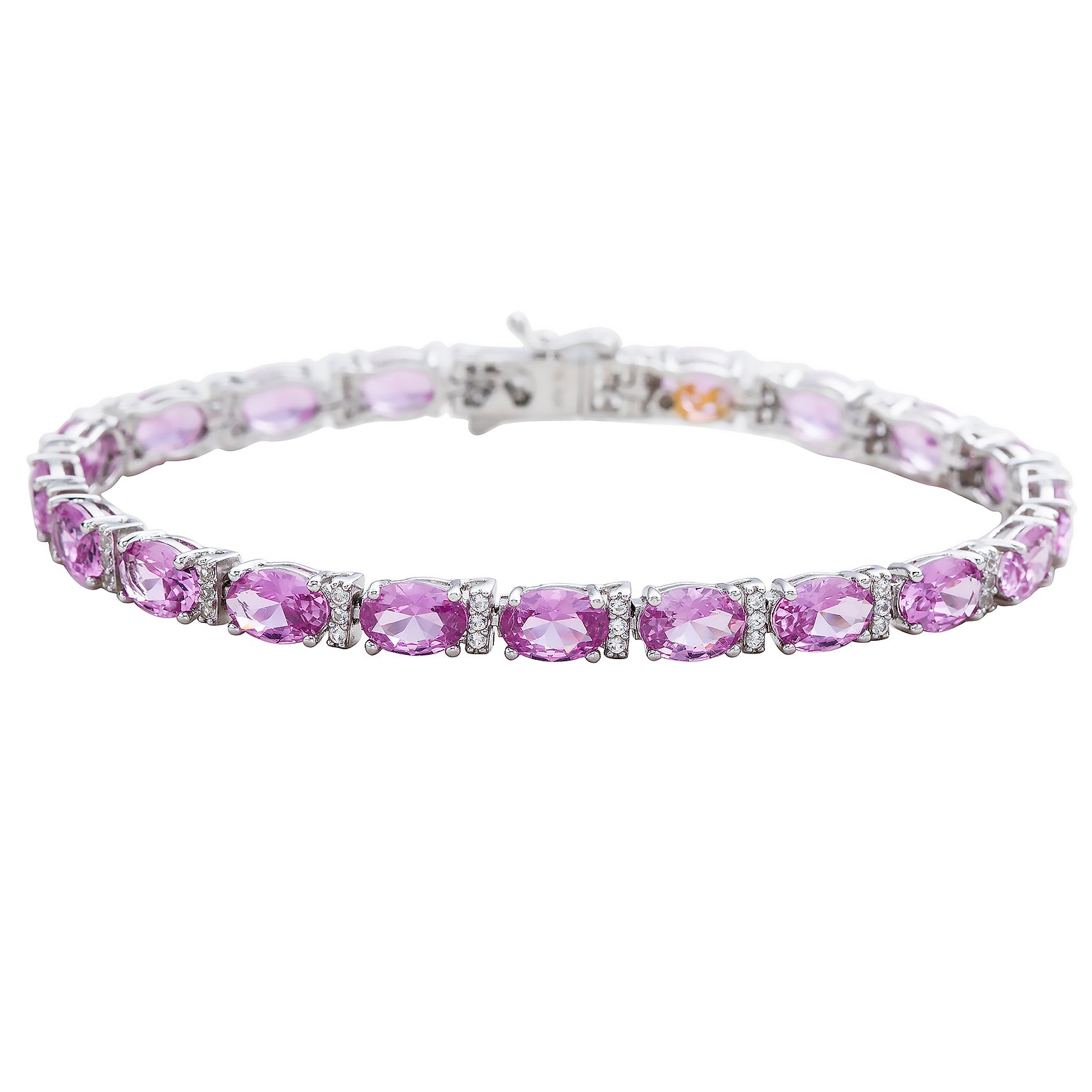 Suzy Levian Sterling Silver Oval-Cut Pink Sapphire & Diamond