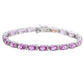 Suzy Levian Sterling Silver Oval-Cut Pink Sapphire & Diamond Accent Tennis Bracelet
