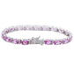 Suzy Levian Sterling Silver Oval-Cut Pink Sapphire & Diamond Accent Tennis Bracelet